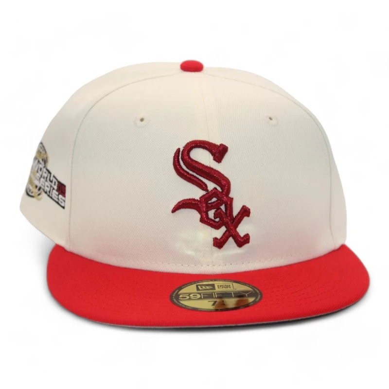 Chicago White Sox Cream and Red "BrimAdictz Creator Gang Pack" 2005 World Series Patch Gray UV New Era 59Fifty Fitted Hat
