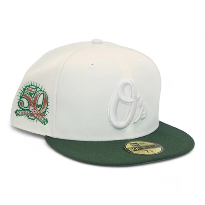 Baltimore Orioles Cream and Green "2Tone Creator Gang Pack" 50th Anniversary Patch Gray UV New Era 59Fifty Fitted Hat