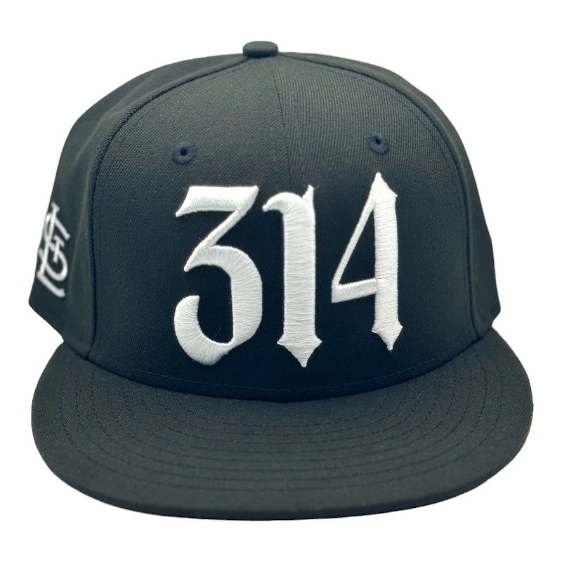 St. Louis Cardinals Classic Black and White 314 Custom Logo UV New Era 59FIFTY Fitted Hat