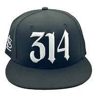 St. Louis Cardinals Classic Black and White 314 Custom Logo UV New Era 59FIFTY Fitted Hat