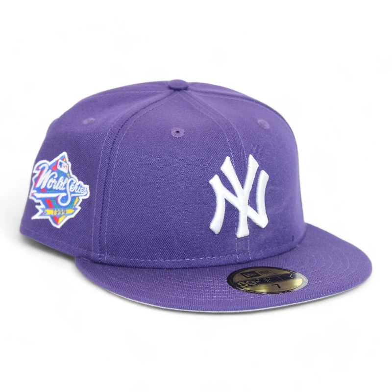 New York Yankees Purple "DPM Stock Pack" 1998 World Series Patch Gray UV Era 59Fifty Fitted Hat