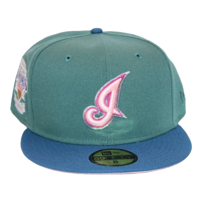 Cleveland Indians Teal and Military Blue "Shortshooter Pack" Jacobs Field Inaugural Season Patch Pink UV New Era 59Fifty Fitted Hat