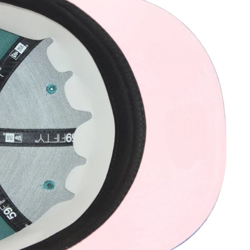 Cleveland Indians Teal and Military Blue "Shortshooter Pack" Jacobs Field Inaugural Season Patch Pink UV New Era 59Fifty Fitted Hat