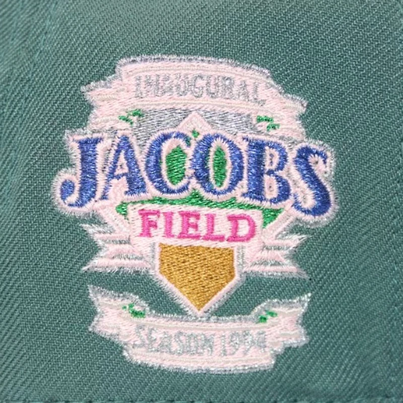 Cleveland Indians Teal and Military Blue "Shortshooter Pack" Jacobs Field Inaugural Season Patch Pink UV New Era 59Fifty Fitted Hat