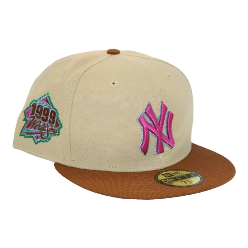 New York Yankees Vegas Gold and Tan "Shortshooter Pack" 1999 World Series Patch Green UV Era 59Fifty Fitted Hat