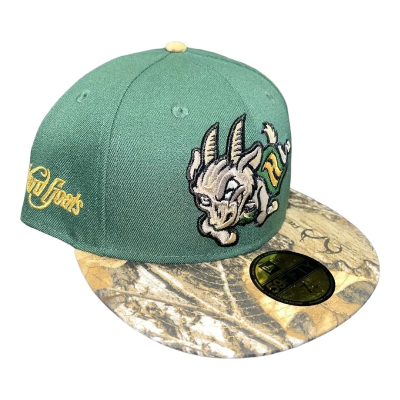 Hartford Yard Goats Green and Realtree Script Patch Gray UV MiLB New Era 59Fifty Fitted Hat