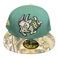 Hartford Yard Goats Green and Realtree Script Patch Gray UV MiLB New Era 59Fifty Fitted Hat
