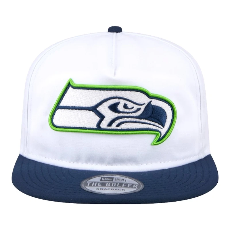 Seattle Seahawks White and Navy Golfer New Era Snapback Hat
