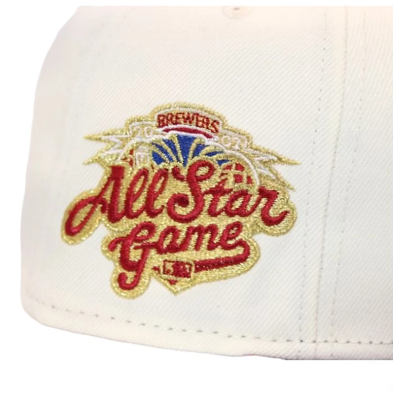 Milwaukee Brewers Cream and Maroon "Kat The Hat Pack" 2002 All Star Game Patch Green UV New Era 59Fifty Fitted