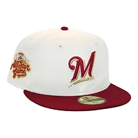 Milwaukee Brewers Cream and Maroon "Kat The Hat Pack" 2002 All Star Game Patch Green UV New Era 59Fifty Fitted
