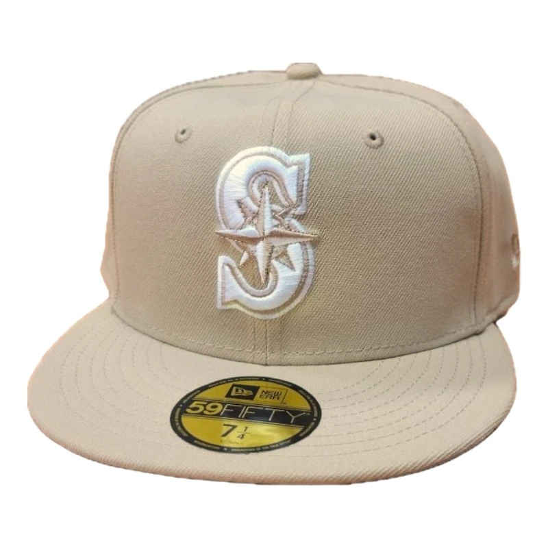 Seattle Mariners Camel Brown White Basic Gray UV New Era 59FIFTY Fitted Hat