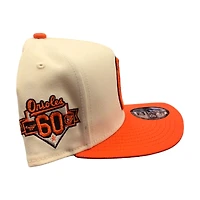 Baltimore Orioles Cream Orange Two Tone 60th Year Patch New Era 9FIFTY A-Frame Snapback Hat