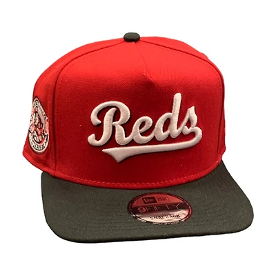Cincinnati Reds Red Black Two Tone World Champion Anniversaries Patch Gray UV New Era 9FIFTY A-Frame Snapback Hat