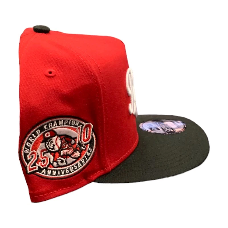 Cincinnati Reds Red Black Two Tone World Champion Anniversaries Patch Gray UV New Era 9FIFTY A-Frame Snapback Hat