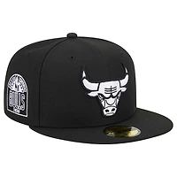 Chicago Bulls Black and White Eastern Conference Patch NBA New Era 59FIFTY Fitted Hat