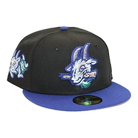 Hartford Yard Goats Black and Blue "DPM Stock Pack" Goat Mascot Patch Gray UV New Era 59Fifty Fitted Hat