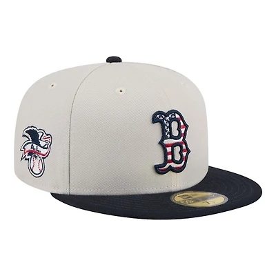 Boston Red Sox Khaki and Navy Fourth of July 2024 New Era 59FIFTY Fitted Hat