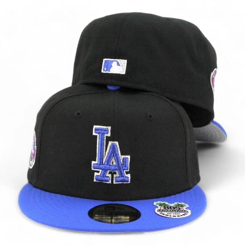 Los Angeles Dodgers Black and Bead Blue 50th Anniversary Patch Gray UV New Era 59FIFTY Fitted Hat