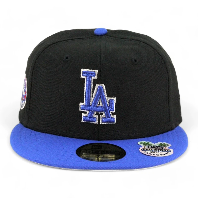 Los Angeles Dodgers Black and Bead Blue 50th Anniversary Patch Gray UV New Era 59FIFTY Fitted Hat