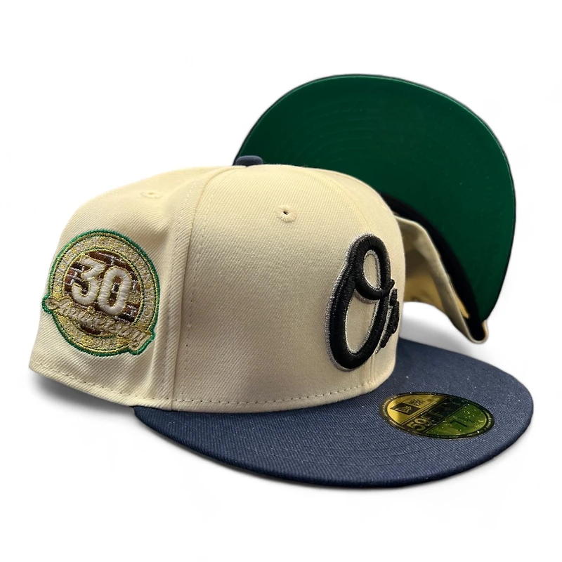 Baltimore Orioles Chrome and Blue "Oh No Os" 30th Anniversary Patch Green UV New Era 59FIFTY Fitted Hat