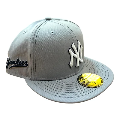 New York Yankees Gray and Navy Script Patch UV 59FIFTY Fitted Hat