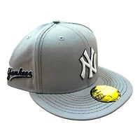 New York Yankees Gray and Navy Script Patch UV 59FIFTY Fitted Hat
