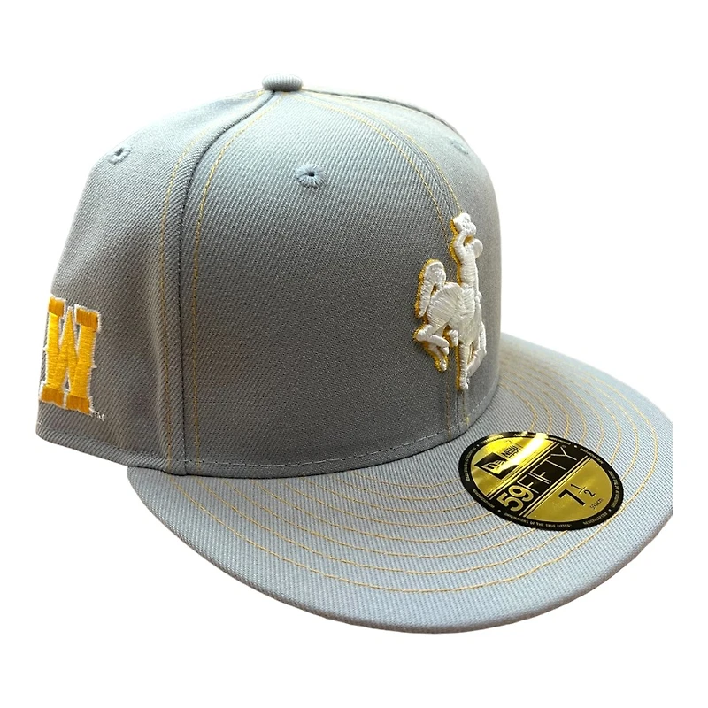 Wyoming Cowboys Gray and Yellow Logo Patch UV 59FIFTY Fitted Hat