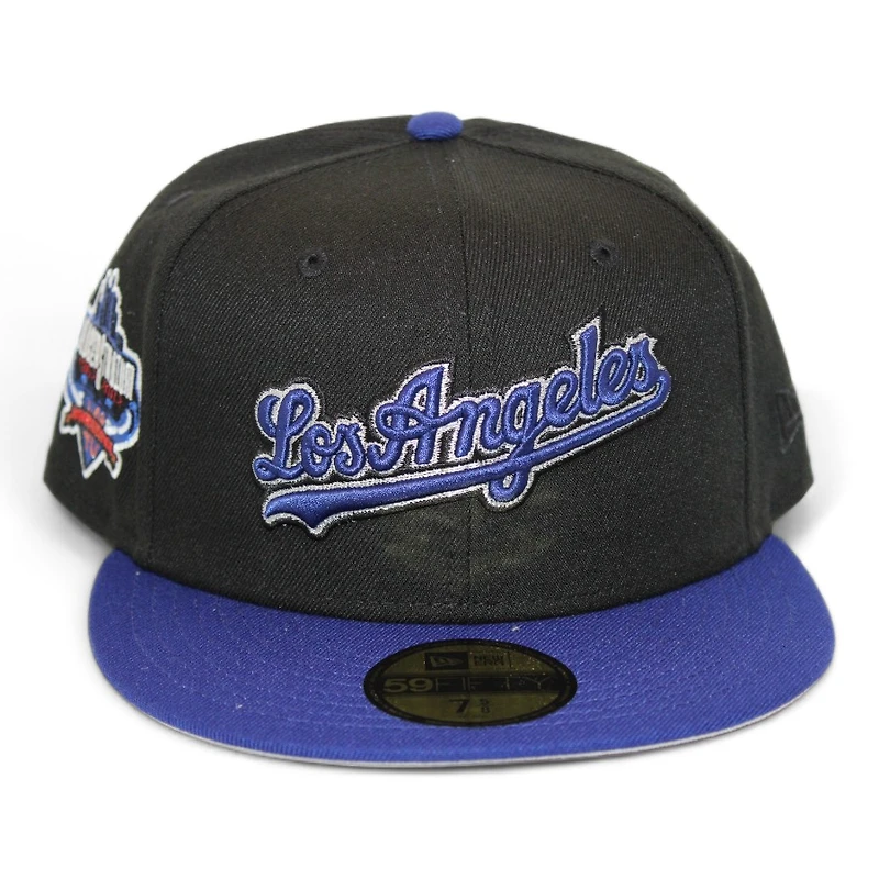 Los Angeles Dodgers Black "No Flat Brims Pack" 40th Anniversary of Stadium Patch Gray UV New Era 59Fifty Fitted Hat