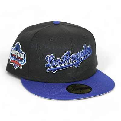 Los Angeles Dodgers Black "No Flat Brims Pack" 40th Anniversary of Stadium Patch Gray UV New Era 59Fifty Fitted Hat