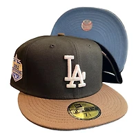 Los Angeles Dodgers Black and Brown 2020 World Champions Patch Icy Blue UV 59FIFTY Fitted Hat