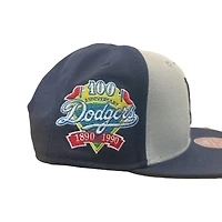 Los Angeles Dodgers Navy and Gray 100th Anni Patch Mitchell & Ness Snapback Hat