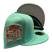 Houston Astros Mint Green "Wes Pack" 50th Patch Gray UV New Era 59FIFTY Fitted Hat