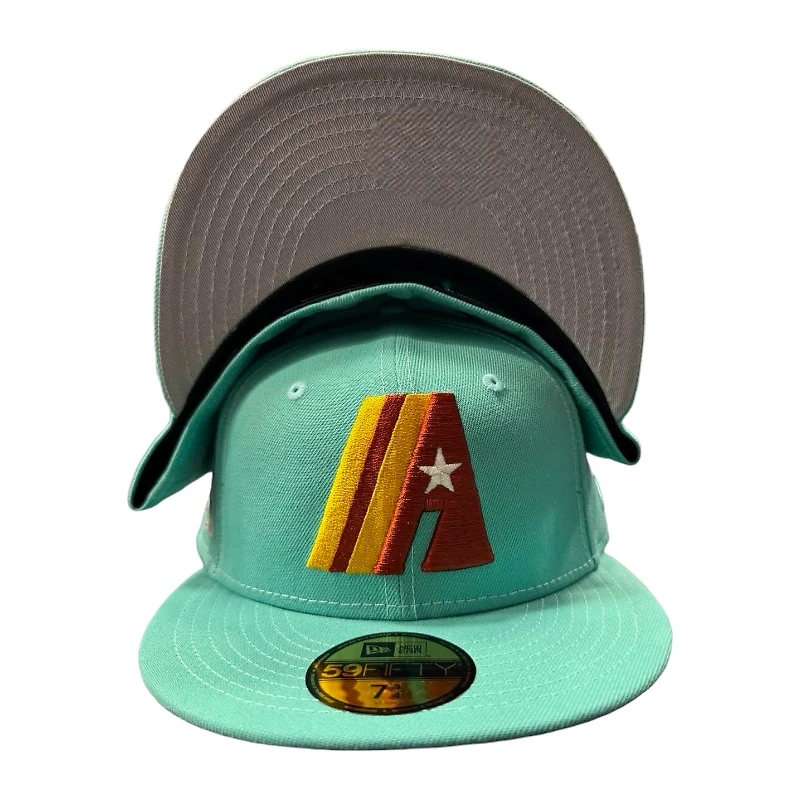 Houston Astros Mint Green "Wes Pack" 50th Patch Gray UV New Era 59FIFTY Fitted Hat