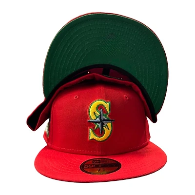 Seattle Mariners Red "Wes Pack" 20th Anniversary Patch Green UV New Era 59FIFTY Fitted Hat