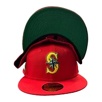 Seattle Mariners Red "Wes Pack" 20th Anniversary Patch Green UV New Era 59FIFTY Fitted Hat