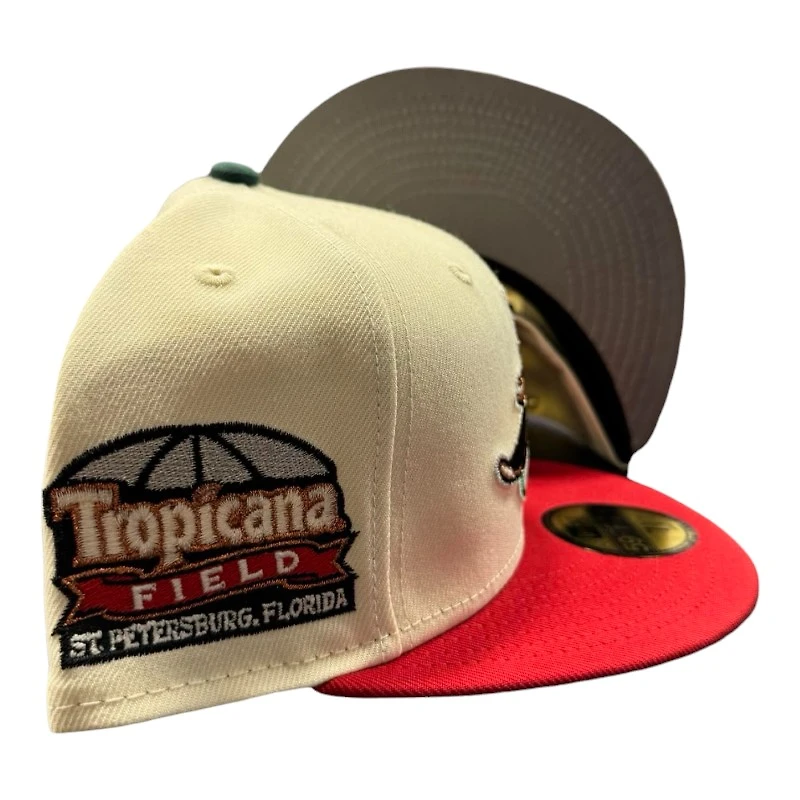 Tampa Bay Devil Rays Chrome and Red Tropicana Field Patch Gray UV New Era 59FIFTY Fitted Hat