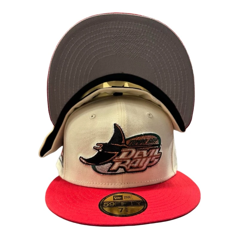 Tampa Bay Devil Rays Chrome and Red Tropicana Field Patch Gray UV New Era 59FIFTY Fitted Hat