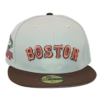 Boston Red Sox Jade and Brown Fenway Park Patch Gray UV New Era 59FIFTY Fitted Hat