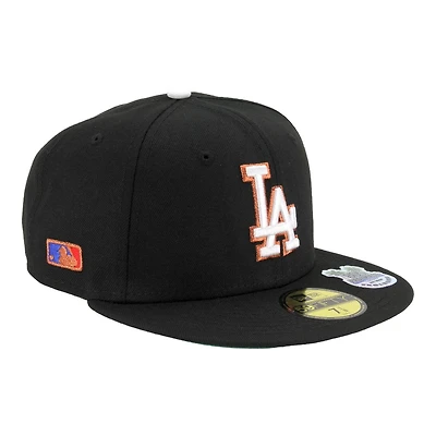 Los Angeles Dodgers Black with Copper Stitching MLB Side Batty Green UV New Era 59FIFTY Fitted Hat