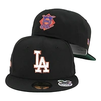 Los Angeles Dodgers Black with Copper Stitching MLB Side Batty Green UV New Era 59FIFTY Fitted Hat