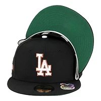 Los Angeles Dodgers Black with Copper Stitching MLB Side Batty Green UV New Era 59FIFTY Fitted Hat
