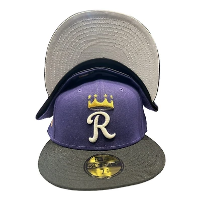 Kansas City Royals Purple and Black CG Aux Pack Part 2 50th Anni Patch Gray UV New Era 59FIFTY Fitted Hat