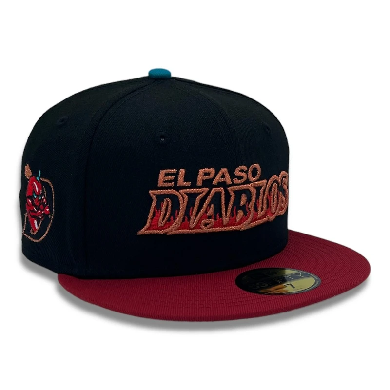 El Paso Diablos Black and Red Logo Patch Gray UV New Era 59FIFTY Fitted Hat