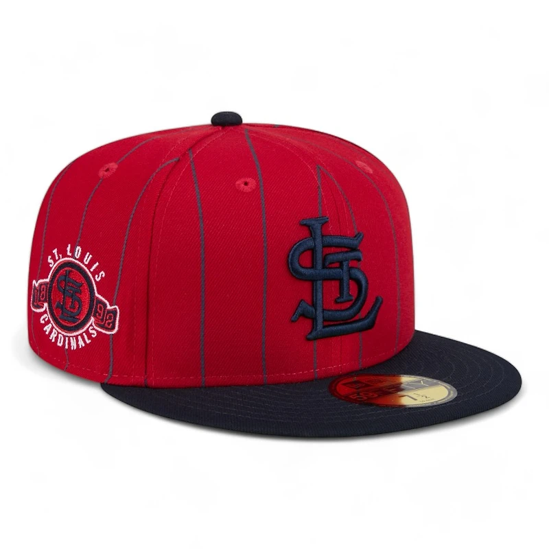 St. Louis Cardinals Red Pin Stripe Navy Two Tone 1892 Patch Gray UV New Era 59FIFTY Fitted Hat