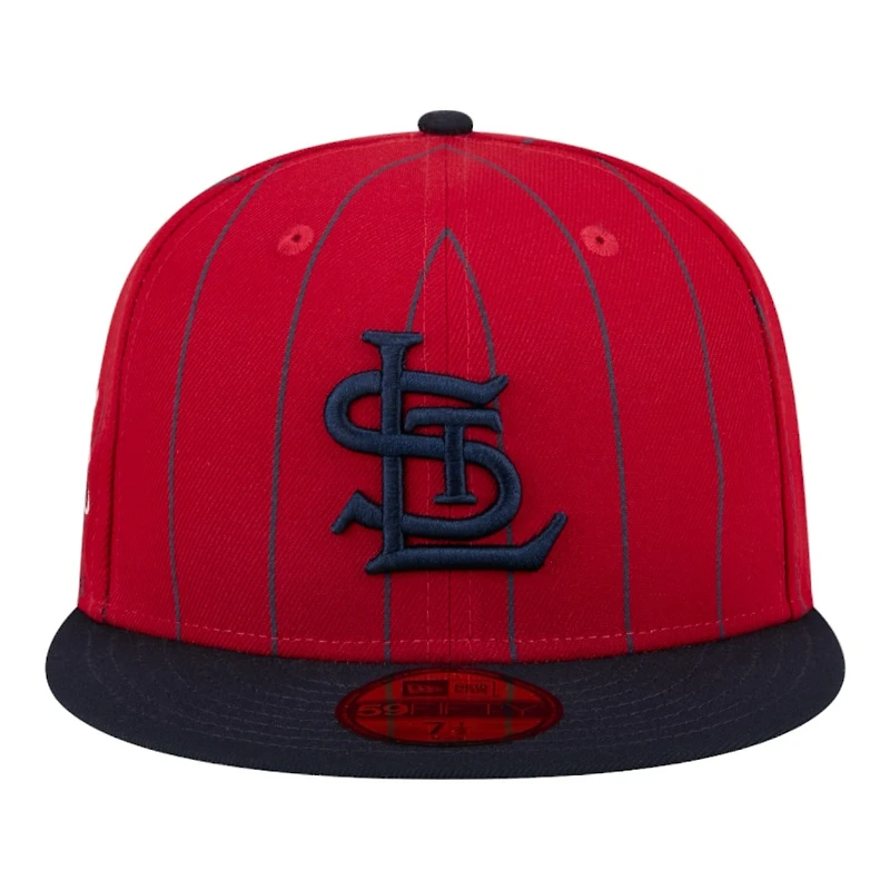 St. Louis Cardinals Red Pin Stripe Navy Two Tone 1892 Patch Gray UV New Era 59FIFTY Fitted Hat