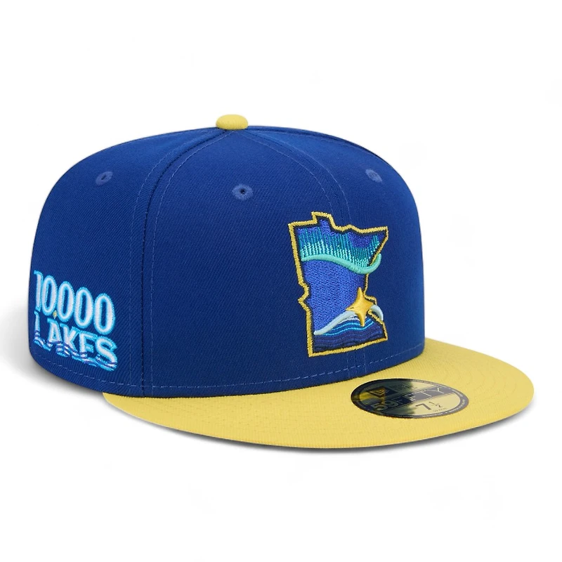 Minnesota Twins Navy Yellow Two Tone City Connect 10,000 Lakes Patch Black UV New Era 59FIFTY Fitted Hat