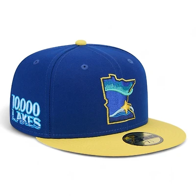 Minnesota Twins Navy Yellow Two Tone City Connect 10,000 Lakes Patch Black UV New Era 59FIFTY Fitted Hat