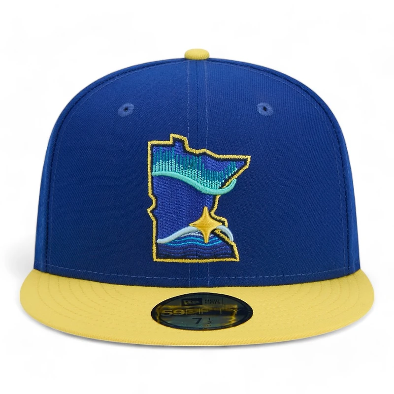 Minnesota Twins Navy Yellow Two Tone City Connect 10,000 Lakes Patch Black UV New Era 59FIFTY Fitted Hat