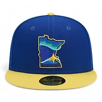 Minnesota Twins Navy Yellow Two Tone City Connect 10,000 Lakes Patch Black UV New Era 59FIFTY Fitted Hat