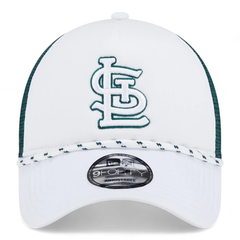 St. Louis Cardinals White and Green with Rope New Era A-Frame 9FORTY Snapback Hat